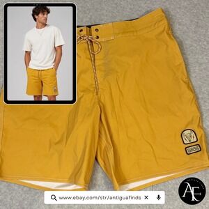 Howler Brothers Mens Yellow BROS Logo Board Shorts Swim Trunks Size 36